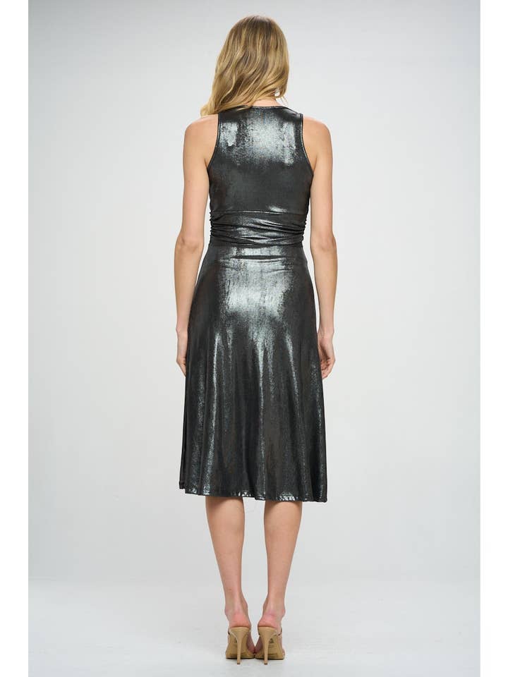 Star Motherhood - Vente Robe - États-Unis - Robe de maternité métallisée à col en V profond avec fente