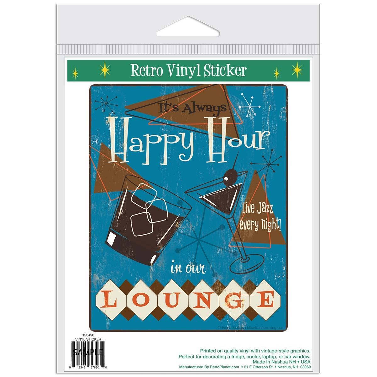 RetroPlanet – wholesale Sticker – Happy Hour In Our Lounge 1950s Style Sticker1