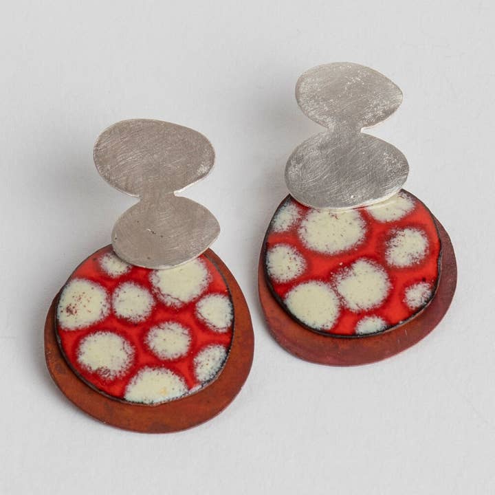 Red And White Stone Earrings for wholesale by ELZA PEREIRA