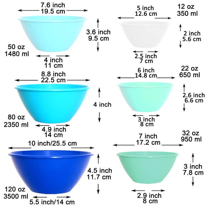 Youngever - Wholesale Mixing Bowl - Youngever 6 Pack Large Plastic Mixing and Serving Bowls