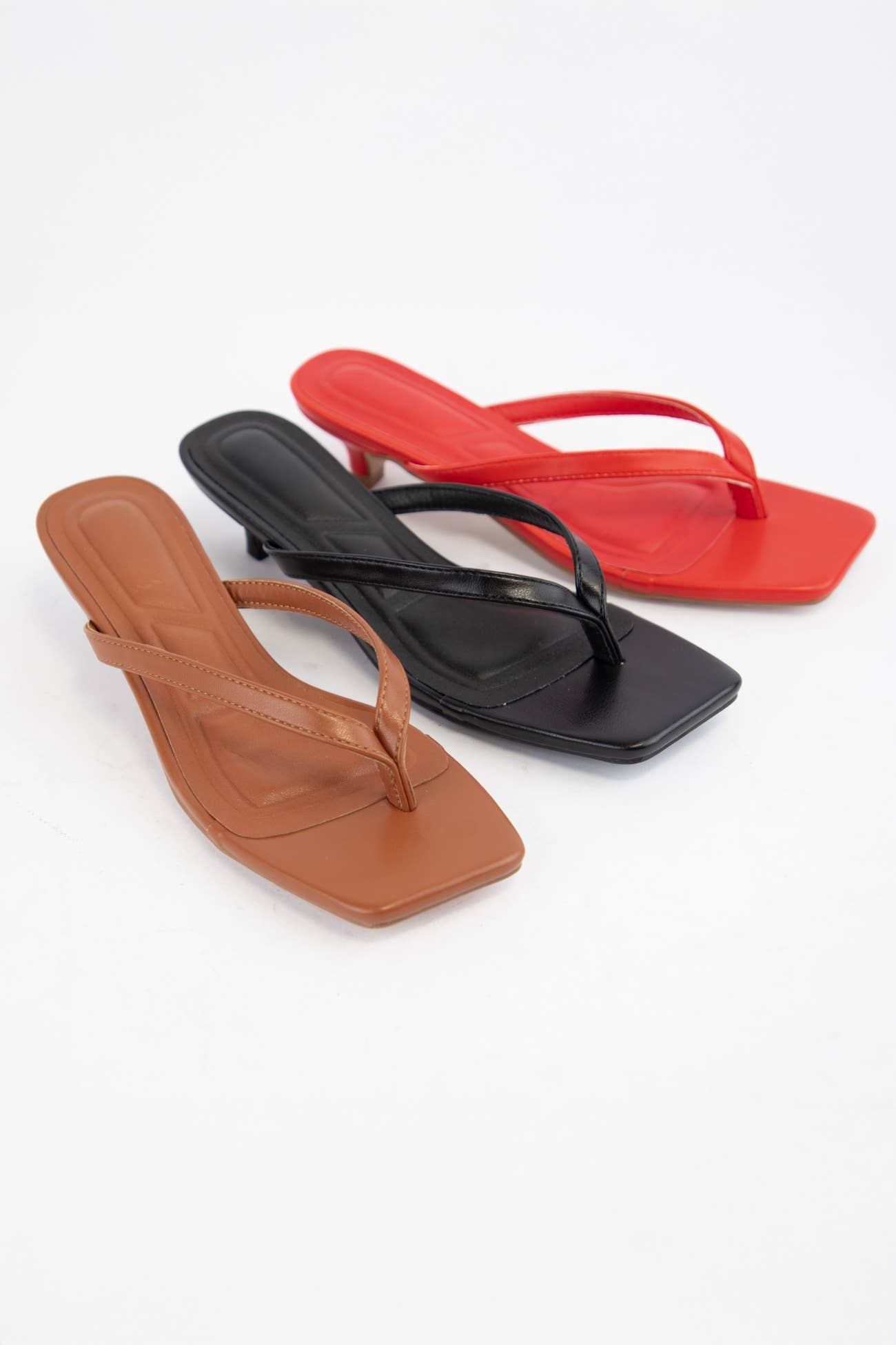 Oliccui - Wholesale Low Heels - Women's - SQUARE TOE THONG STRAP KITTEN HEELS14