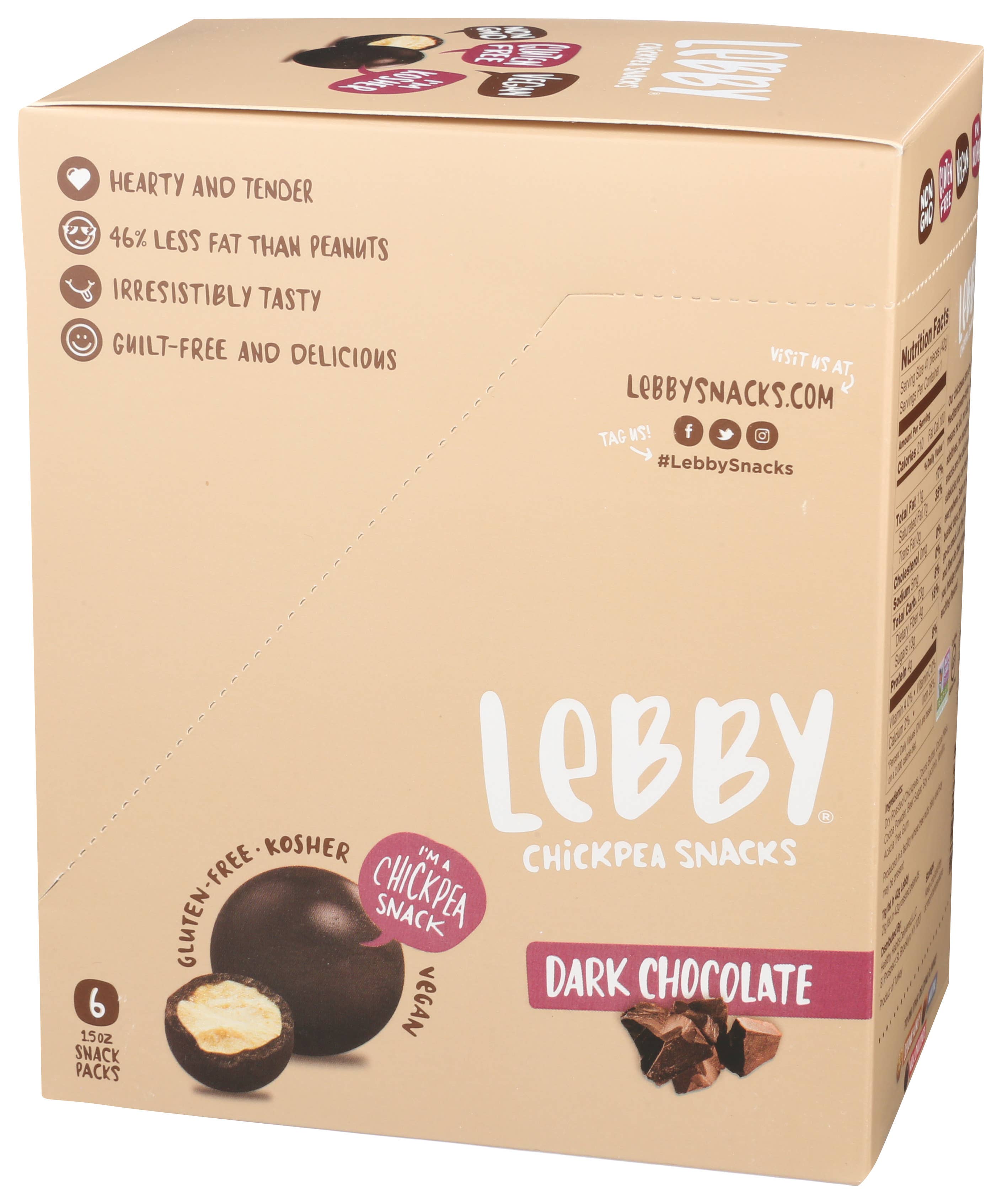 Lebby Snacks - Wholesale Chocolate Covered Sweets - Lebby Dark Chocolate Chickpeas 1.5oz2