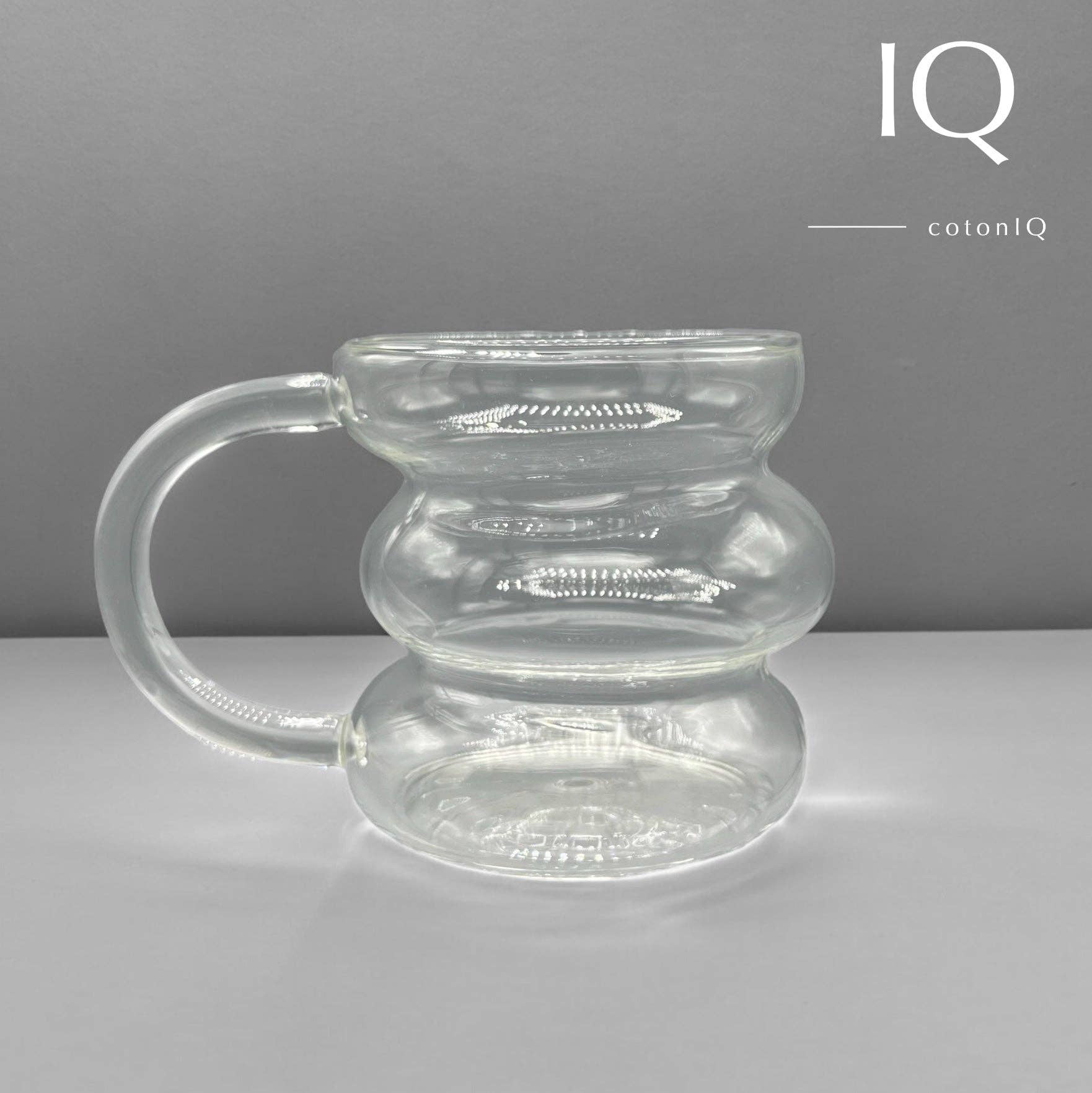 cotonIQ - Wholesale Drinking Glass/Cup - Designer glass mug with handle for hot and cold drinks – transparent – 450 ml2