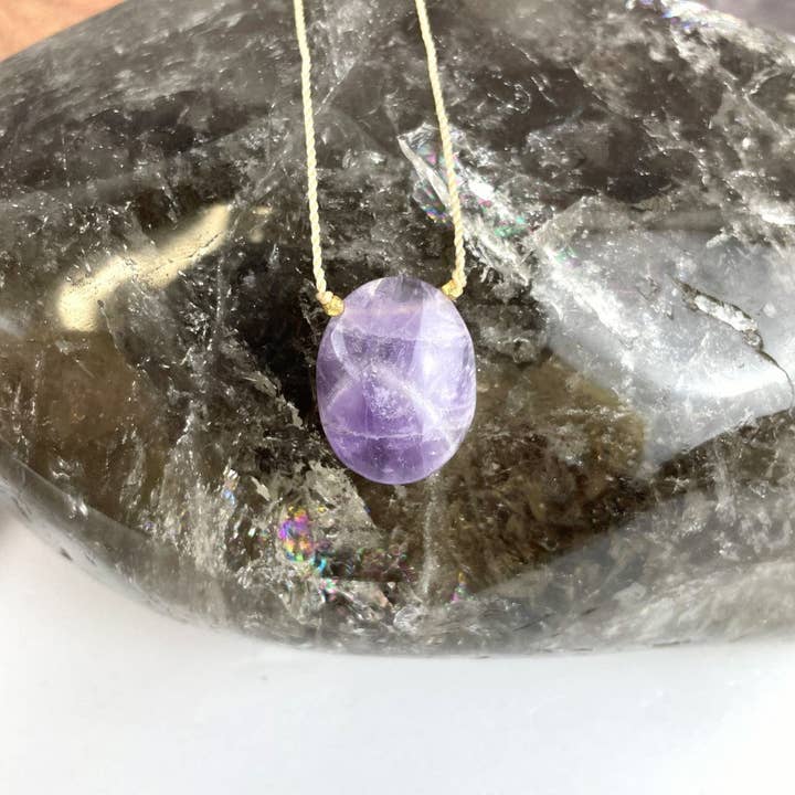 Rock Paradise - Wholesale Pendant/charm necklace - Worry Stone Necklace on Cord - Crystal Thumb Stone - Adjusta4