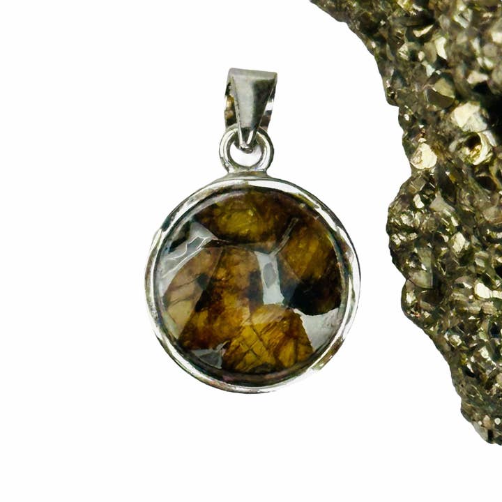Rock Paradise - Wholesale Individual Charm/Pendant - Sericho Pallasaite Meteorite Crystal Silver Pendant7