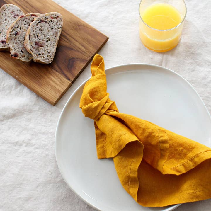 My Kitchen Linens - Wholesale Dinner & Cloth Napkin - Mustard Linen Napkins - Set of 41