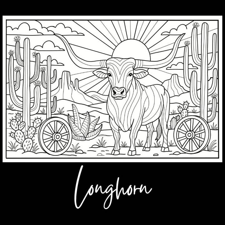 Longhorn – Giant Coloring Page (24x36") for wholesale by Tons of Hues