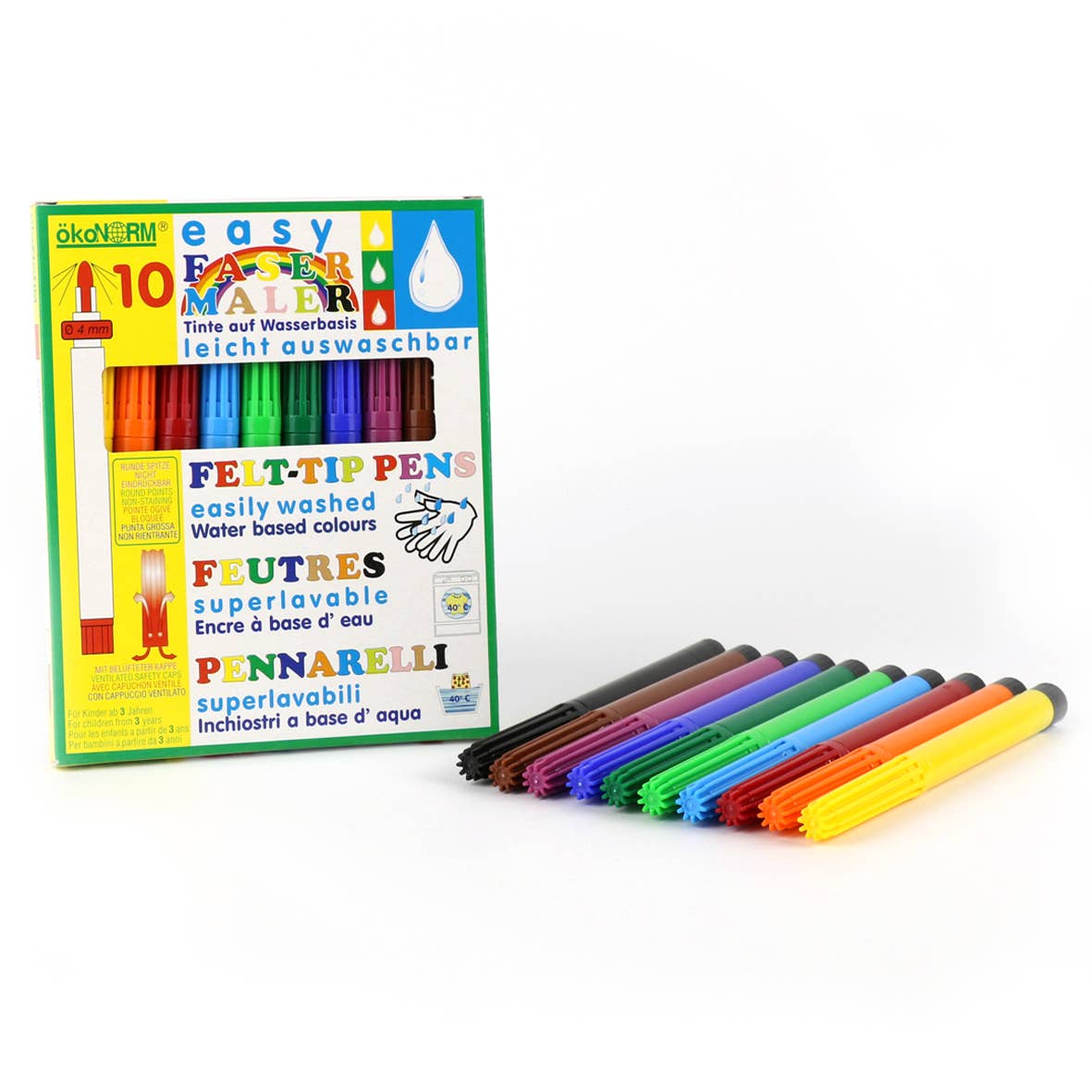 ökoNORM - Wholesale Crayons - Kids & Baby - Easy fibre-tip pen, 4 mm, easy to wash out - 10 colours1