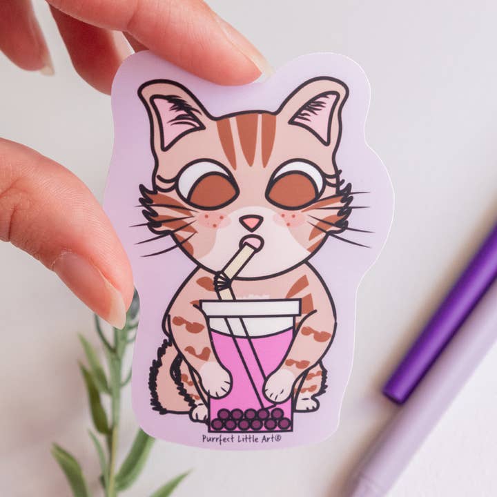 Autocollant Bubble Tea Crave pour chat | Cat Lover | Funny | Boba pour la vente par Purrfect Little Art