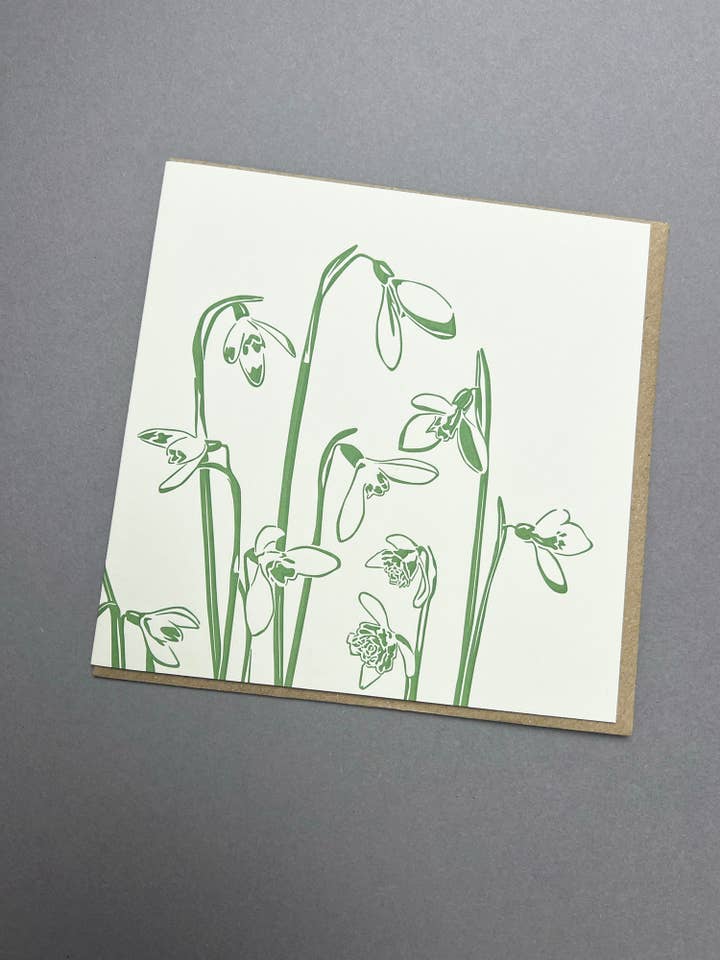 Snowdrops Letterpress Card for wholesale by Penguin Ink