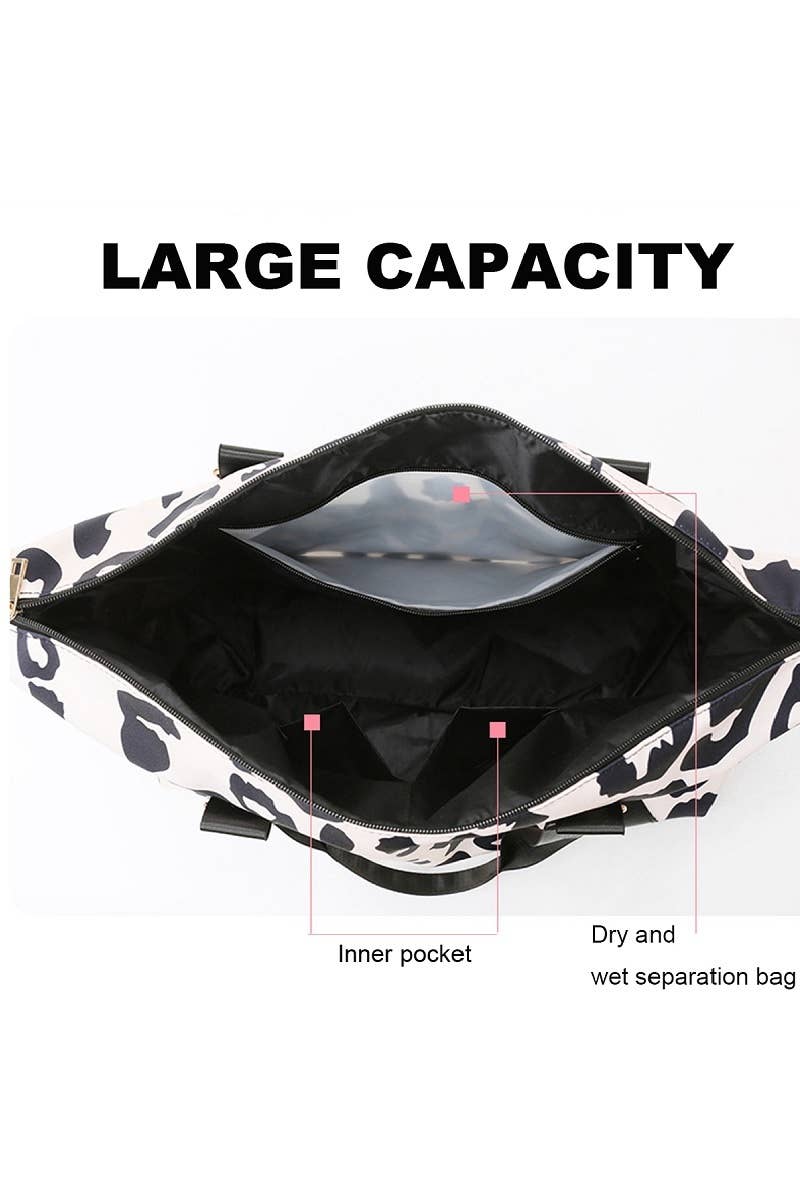 BLACK Leopard Print Large Weekend Travel Duffle Bag for wholesale on Faire2