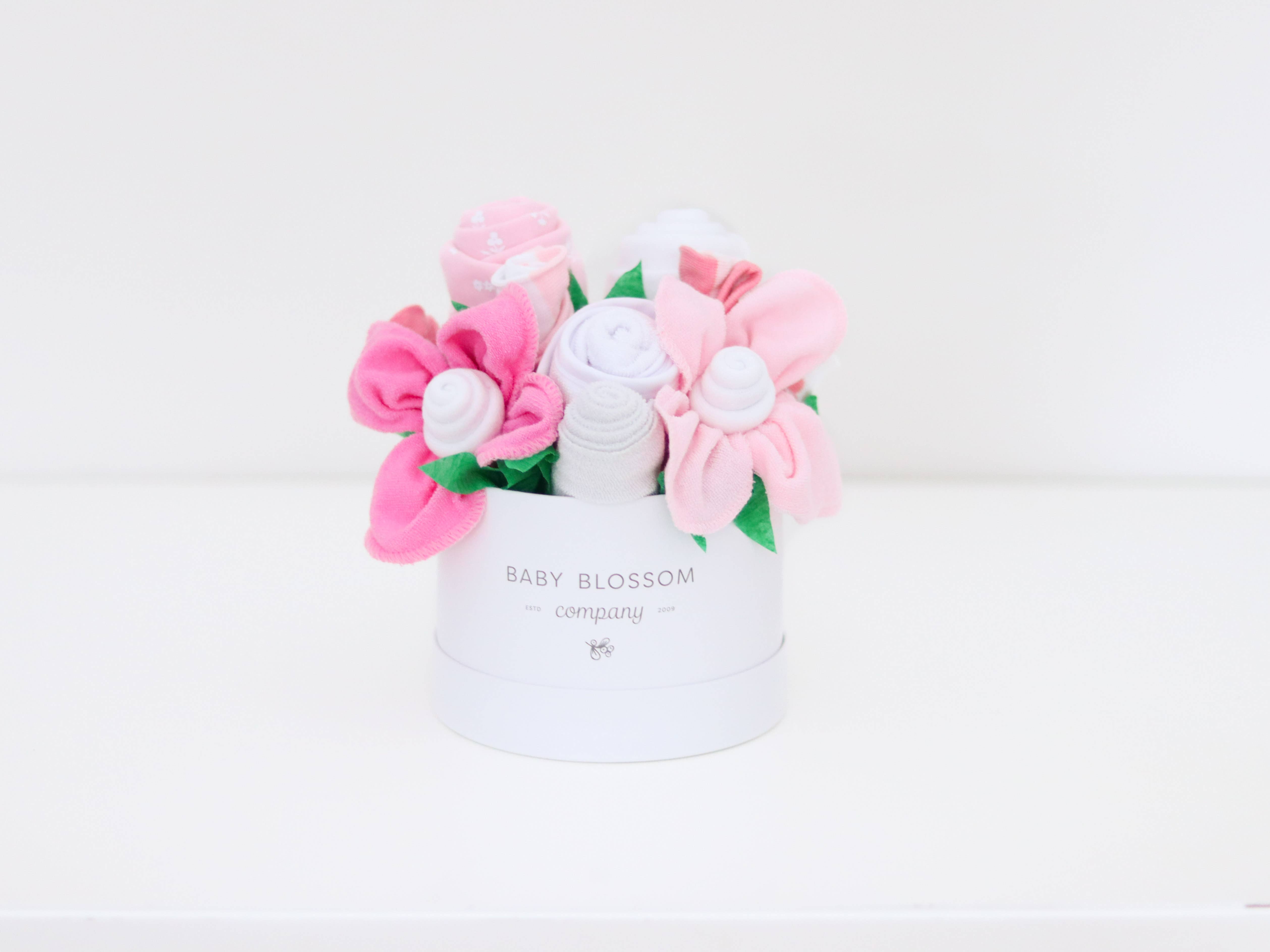 Baby Blossom Company - Wholesale New Mom Gift Box/Set - Petite New Mom Baby Girl Gift Box Bouquet -Floral1