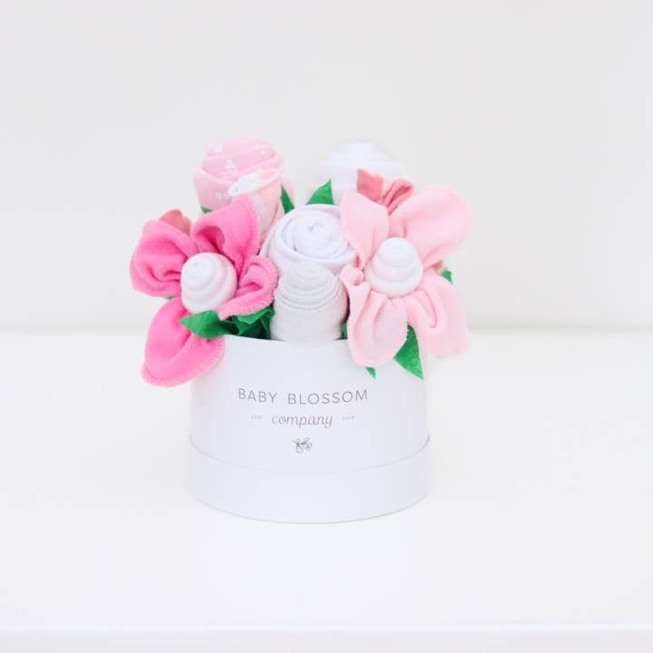 Baby Blossom Company - Wholesale New Mom Gift Box/Set - Petite New Mom Baby Girl Gift Box Bouquet -Floral1