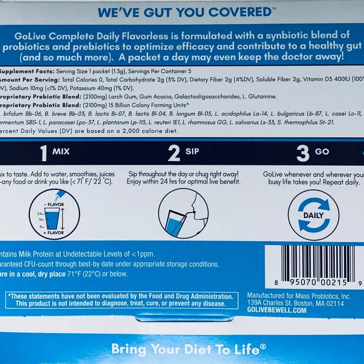 GoLive & Lively Wellness - Wholesale Oral Supplement/Vitamin - Flavorless Synbiotic (Probiotic + Prebiotic) 5-Ct