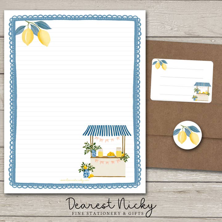 Lemonade Stand Large Letter Writing Set - 8½ x 11 for wholesale by Dearest Nicky