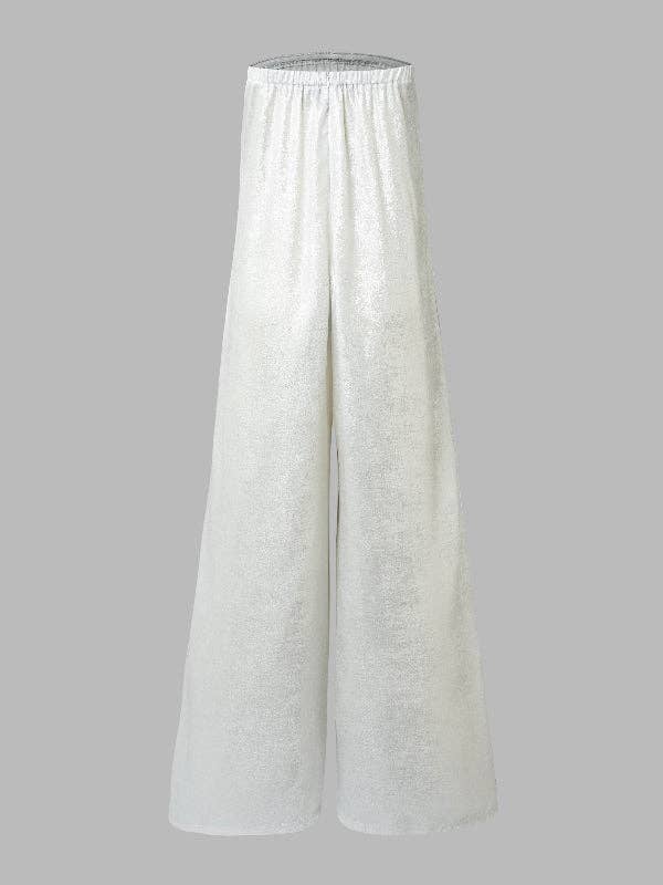 SILVER Casual Wide Leg Strapless Solid Color Tube Jumpsuits for wholesale on Faire10