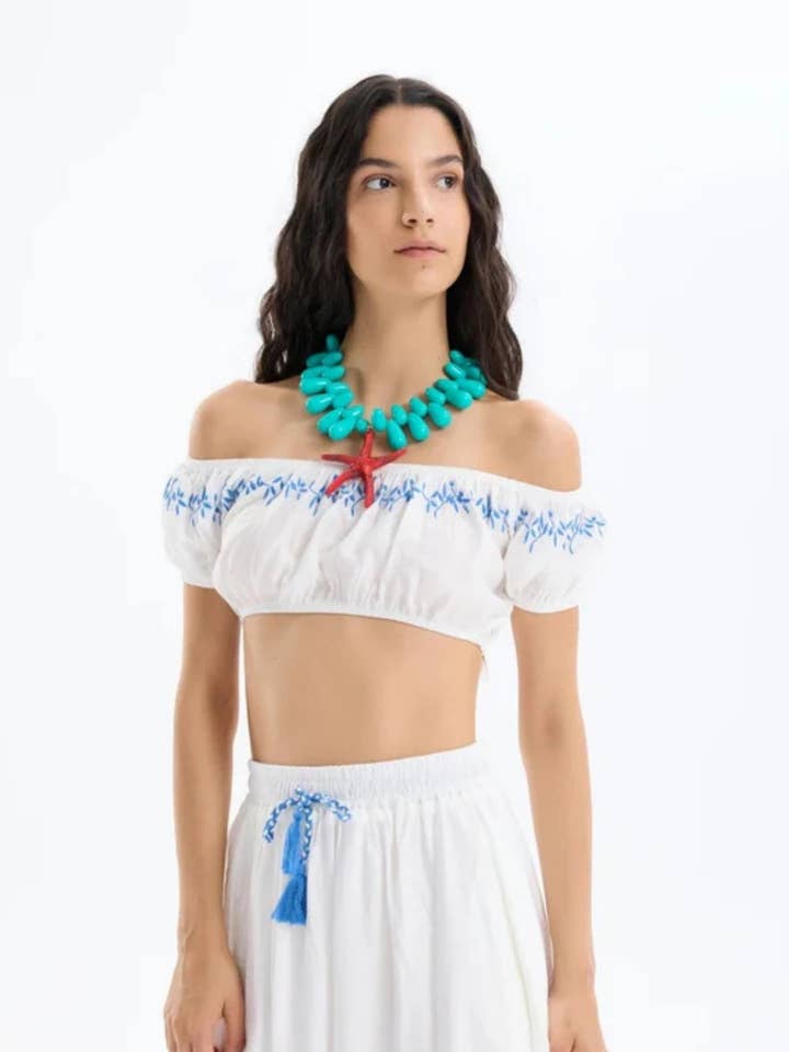 Top corto con mangas abullonadas para venta al por mayor de My 9Teen