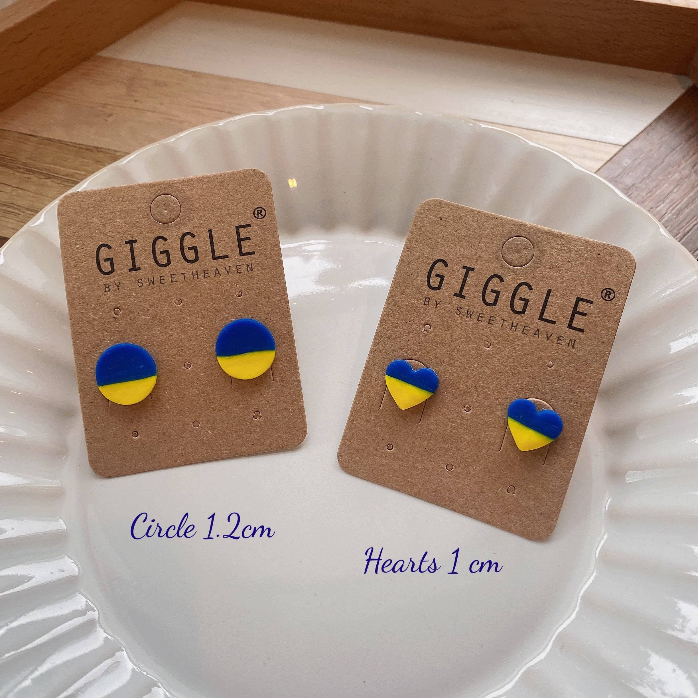 Giggle with Love - Wholesale Stud/Post Earrings - Ukraine Clay Heart Studs, Ukraine Fundraiser, Ukraine Flag Stud Earrings, Stand With Ukraine, Ukraine Flag Studs, Support Ukraine Earrings5