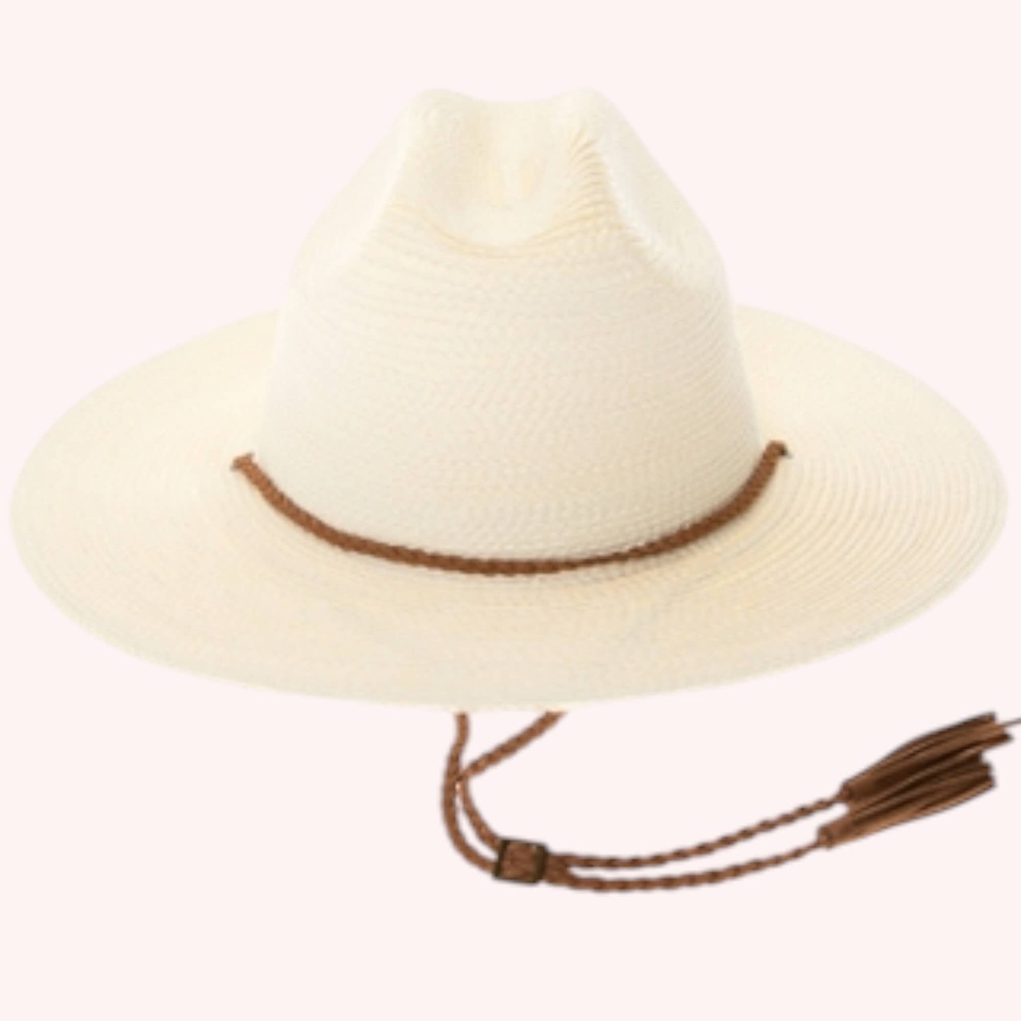 Queens INC - Wholesale Straw Hat - Women's - Packable Straw Cowboy Hat w/ Tassel Cord – UPF 50+1