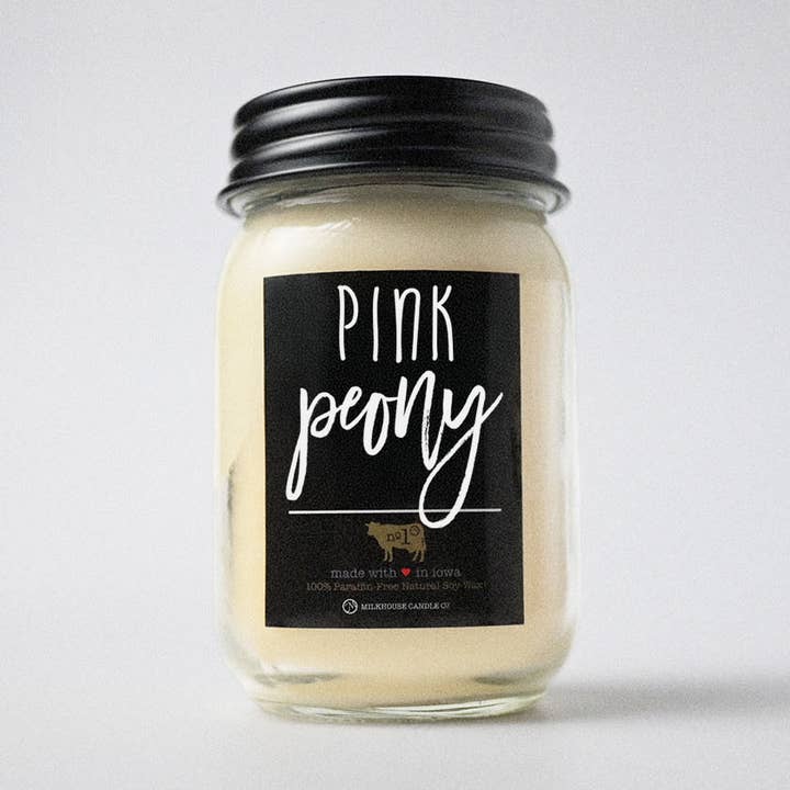 Milkhouse Candle Company - Wholesale Jar/Filled Candle - 13 oz Mason Jar Candle: Pink Peony0