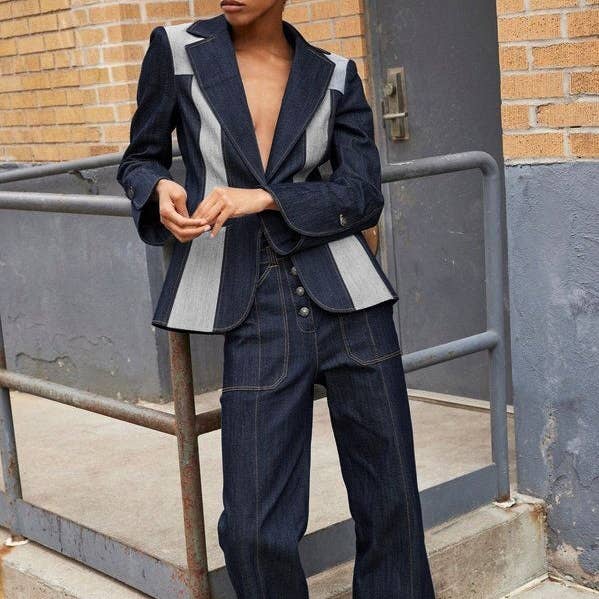 Casacos de manga comprida com decote em V profundo e cor de contraste, cor de contraste dividido por atacado de kycozy