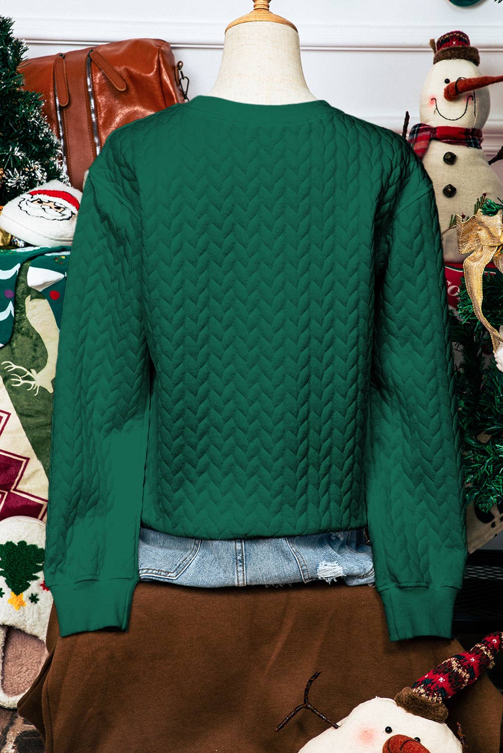 fashionworks - Wholesale Graphic Sweatshirt - Women's - Christmas Merry&Bright Cable Knit Pullover Sweatshirt*S-3XL5