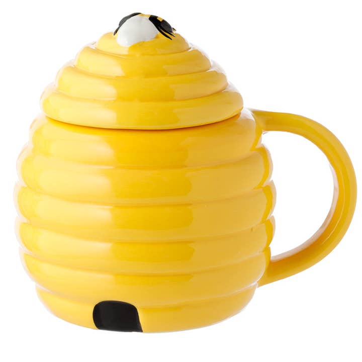Puckator Ltd - Wholesale Coffee Mug - Beehive Shaped Ceramic Mug with Lid