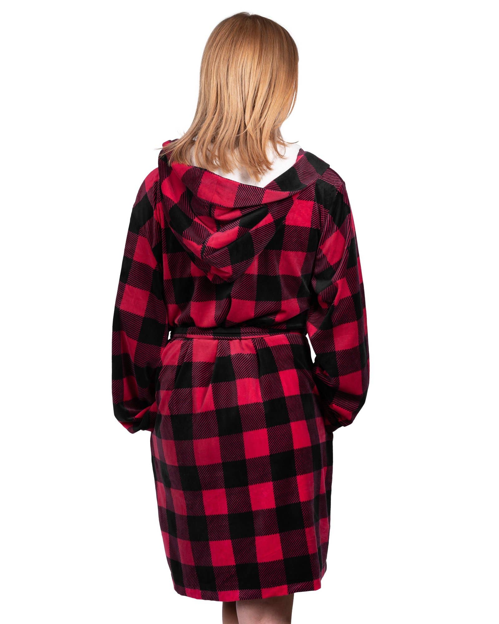 LATTELOVE – wholesale Robe – Women's – Coffee Shoppe Micropolar Fleece Print Plaid Lounge Robe4