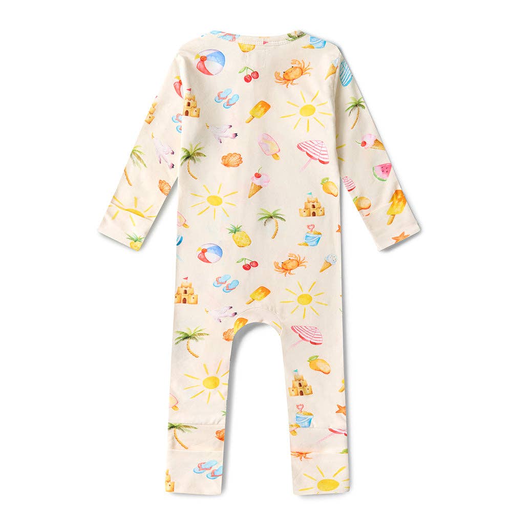 Snuggle Hunny - Wholesale Jumpsuit – Baby - Beach Fun Organic Snugglesuit Convertible Romper4
