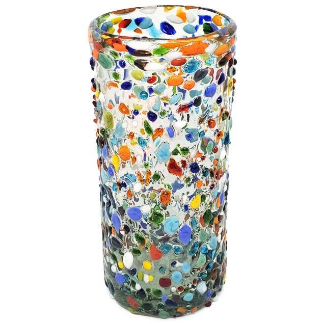 Mexican Recycled Confetti Rocks 20 oz Tall Iced Tea Glasses for wholesale by MexHandcraft