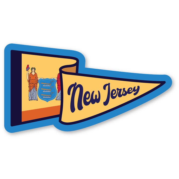 Desk Ornament - New Jersey Waving Pennant for wholesale by Morris Magnets
