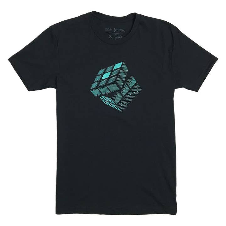 STORY SPARK - Wholesale Screen Printed T-Shirt - Unisex - REMIX - Music Puzzle Cube T-shirt for DJs and Musicians