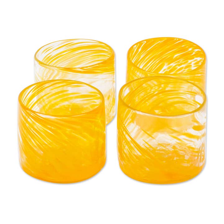 Orange Marigold Relaxation Blown Recycled Juice Glasses (Set Of 4) for wholesale on Faire