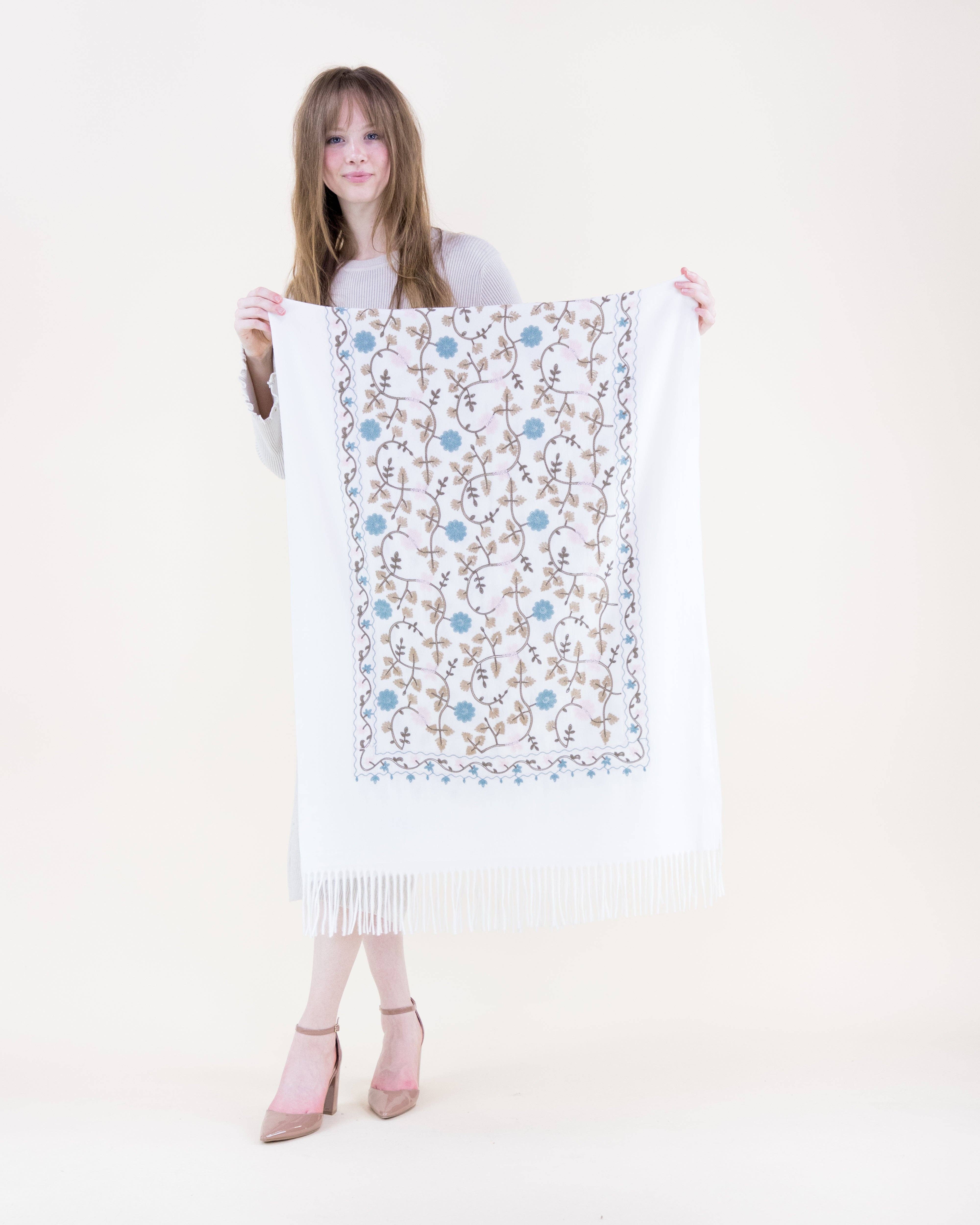 Original USA - Wholesale Scarf - Women's - Embroidered Floral Vines Scarf6