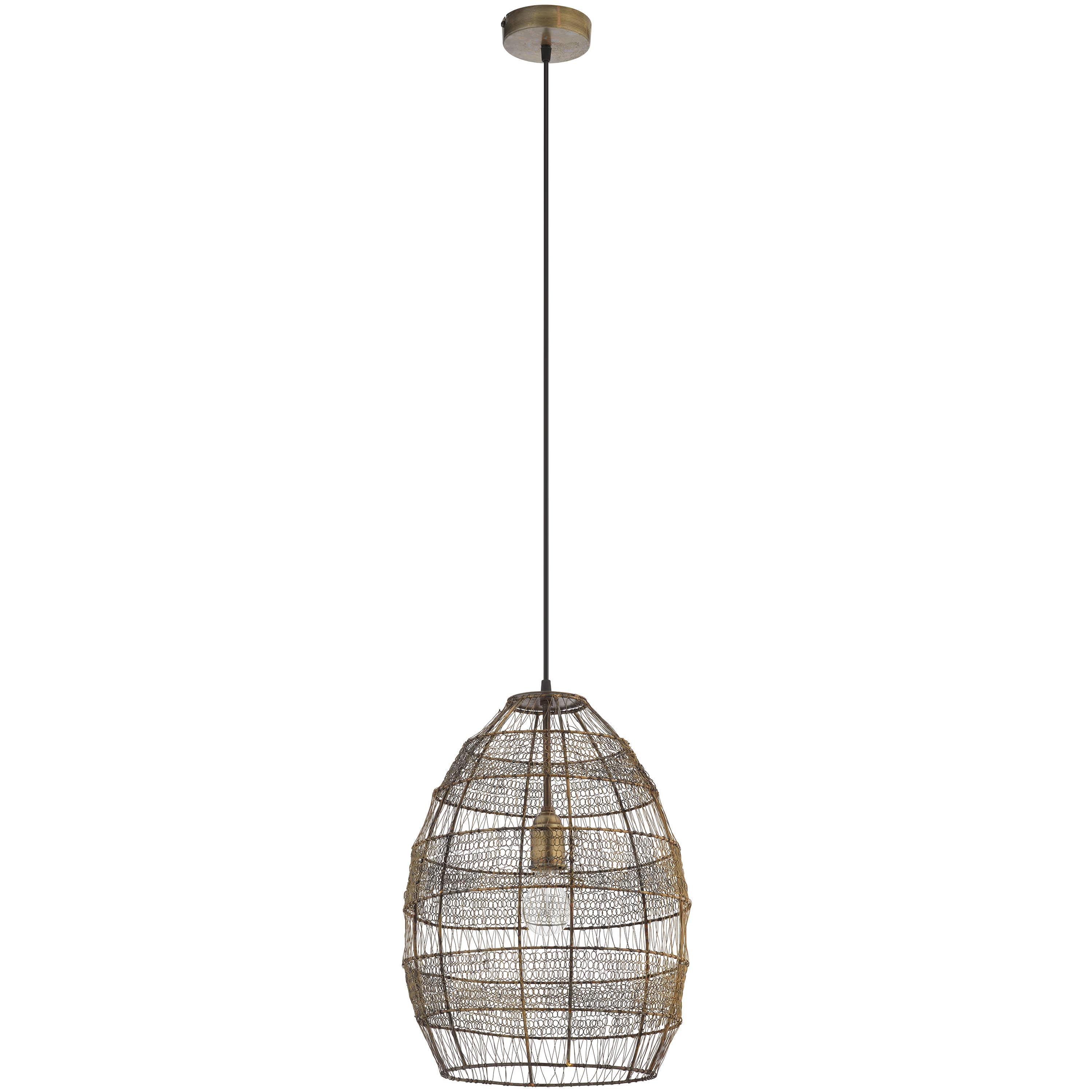 Bronze Lampe suspendue à 1 ampoule Avah Woven Modern Cage de 18,5 po de hauteur en vente sur Faire8