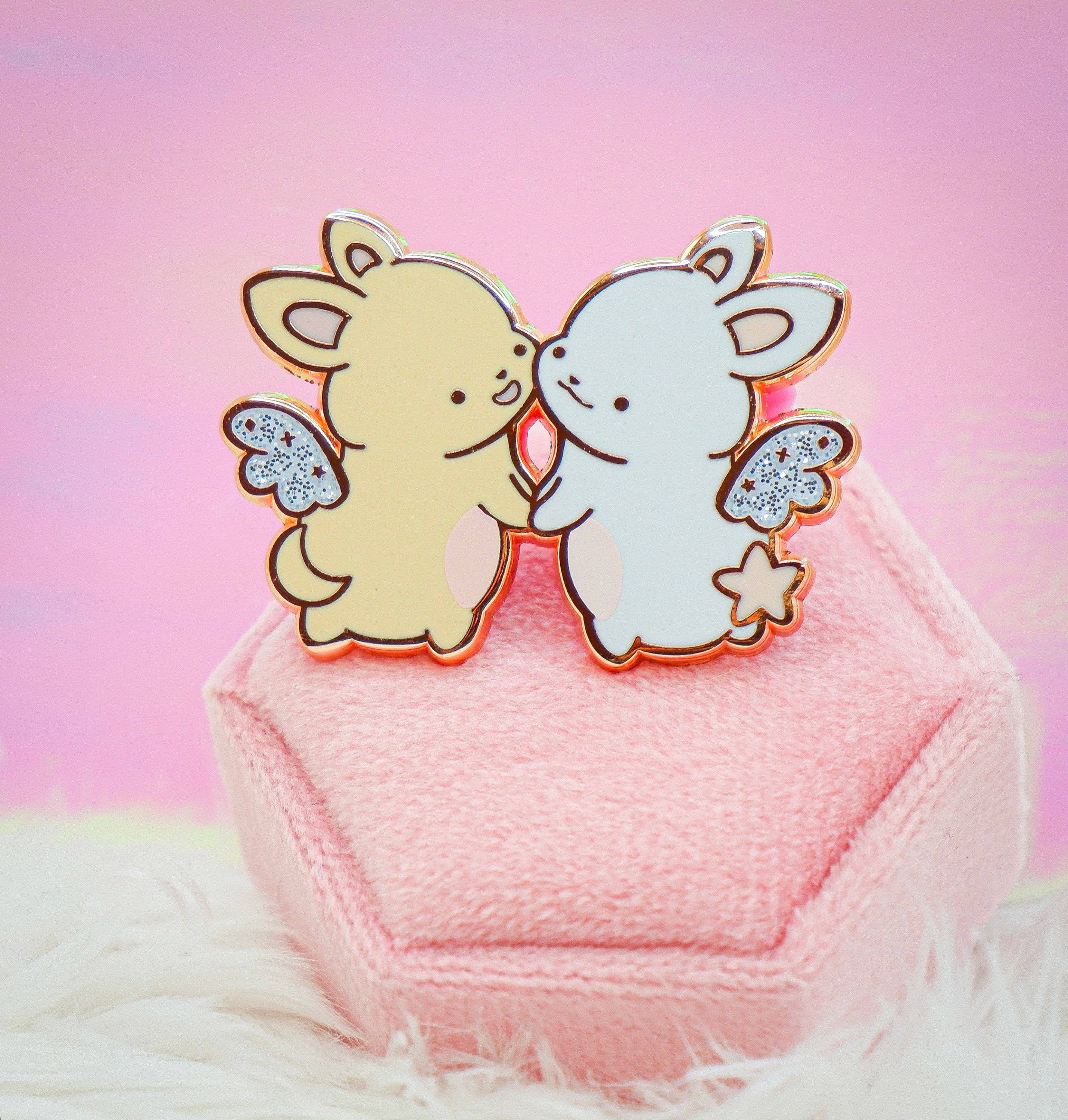 Sheepydust - Wholesale Lapel Pin/Button - Enamel Pin: Star And Moon Angel Bunnies1