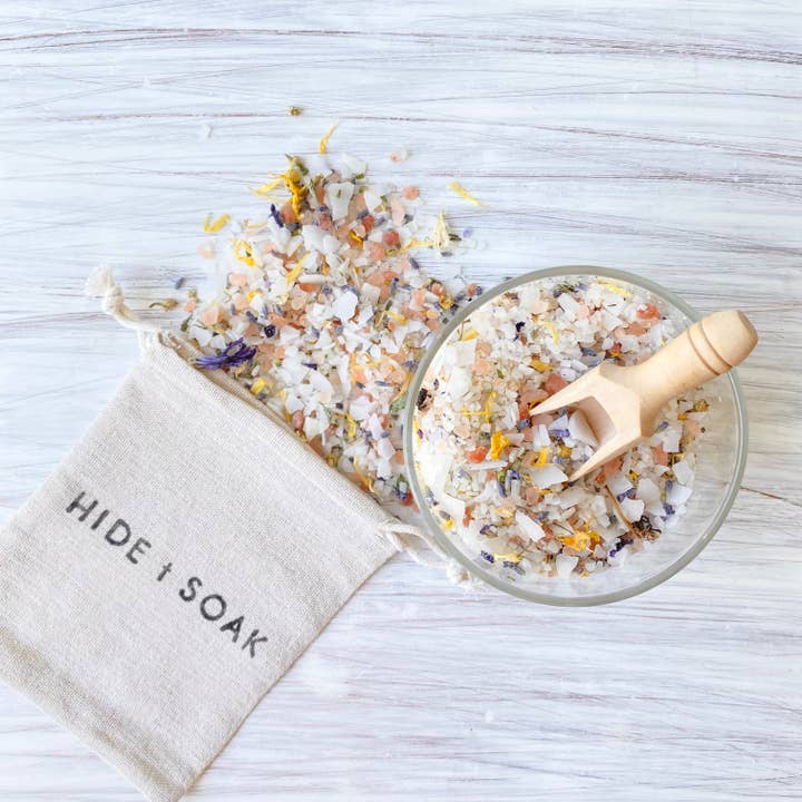 Hide + Soak | Luxurious Bath Salt Soaks & Magnesium Oil - Wholesale Bath Salts - #3 Indigo - Sleep Support - Magnesium Bath Salts