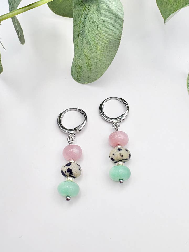 Pastel Candy Gemstone Huggie Hoop Earrings - Silver-Plated for wholesale by Candi Co Jewellery