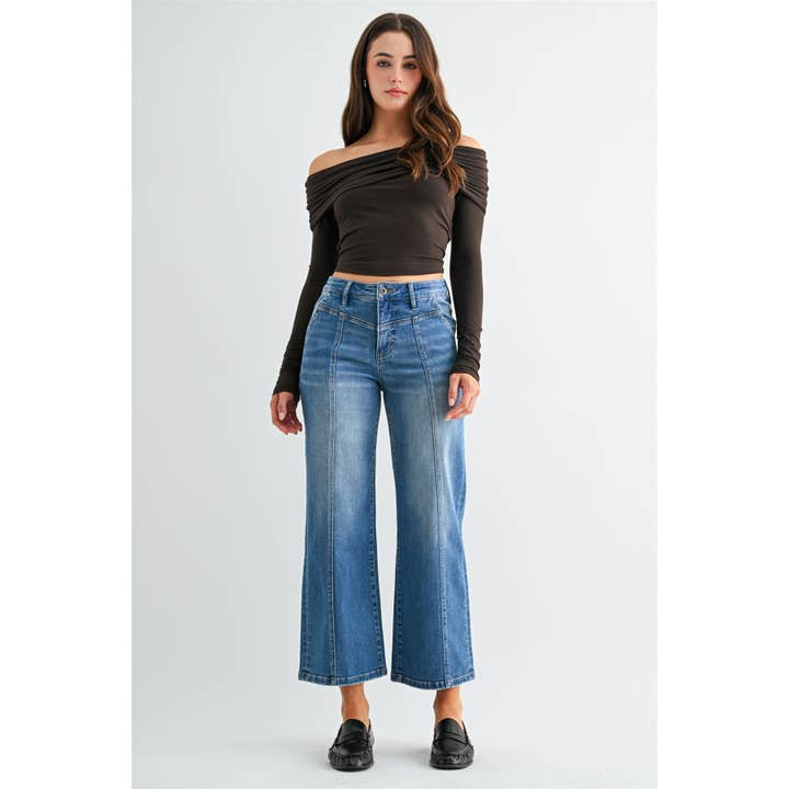 Hoog getailleerde wijd cropped - buikcorrigerend voor wholesale door Mica Denim