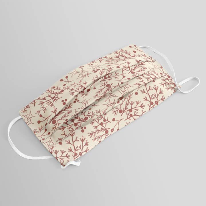 Lauren Ullrich Art - Wholesale Protective Face Mask/Shield - Red Christmas Branch Face Mask