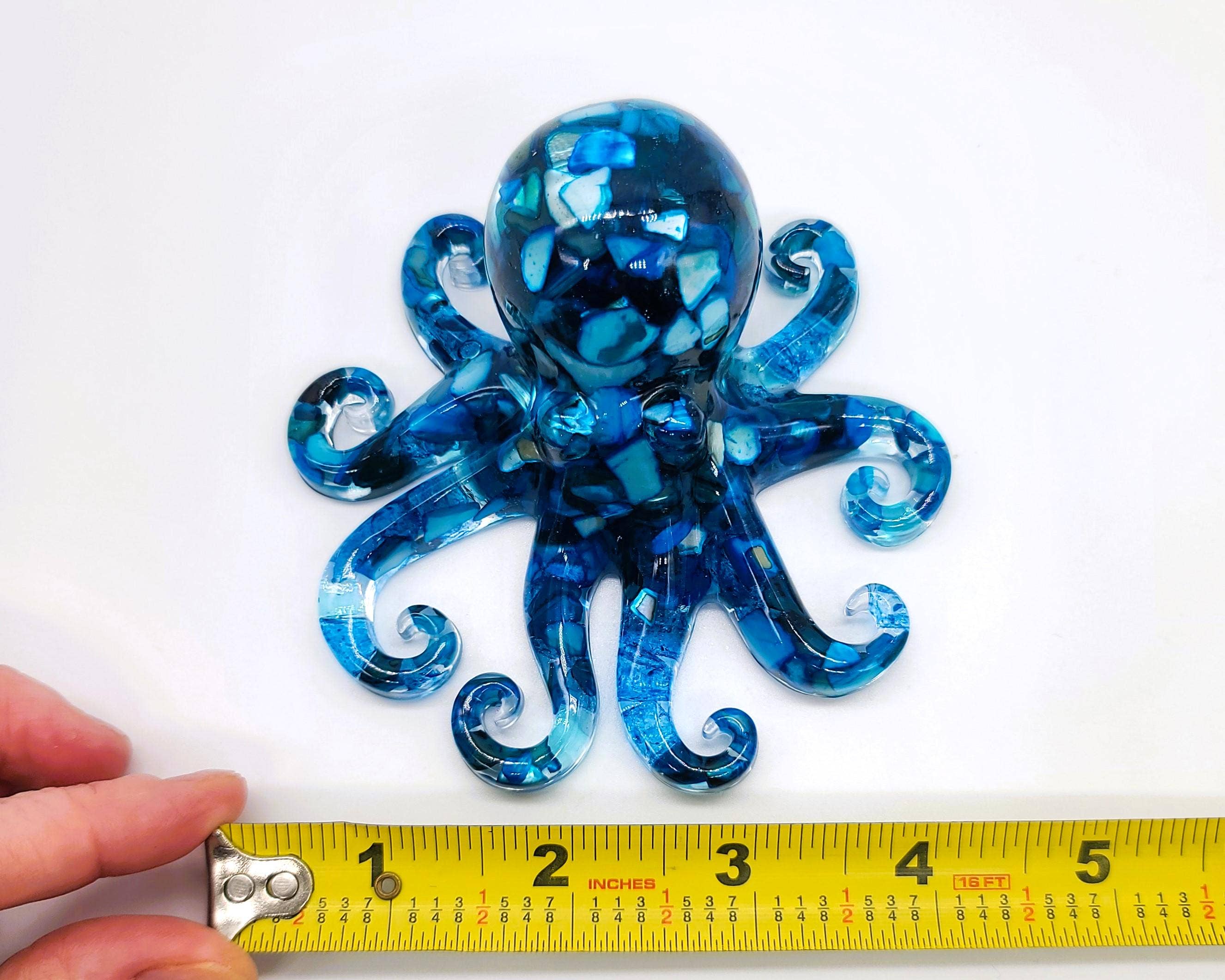 Slightly Askew Art - Wholesale Decorative Tabletop Object - Eco-Friendly Epoxy Resin Octopus with Crushed Sea Shells1