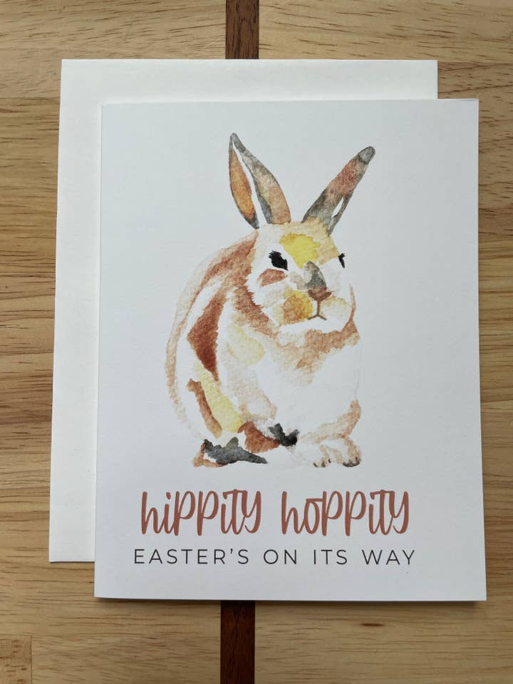 Hippity Hoppity påsk är på väg - akvarell hälsning Ca för wholesale av Kristin Schmidt Artist
