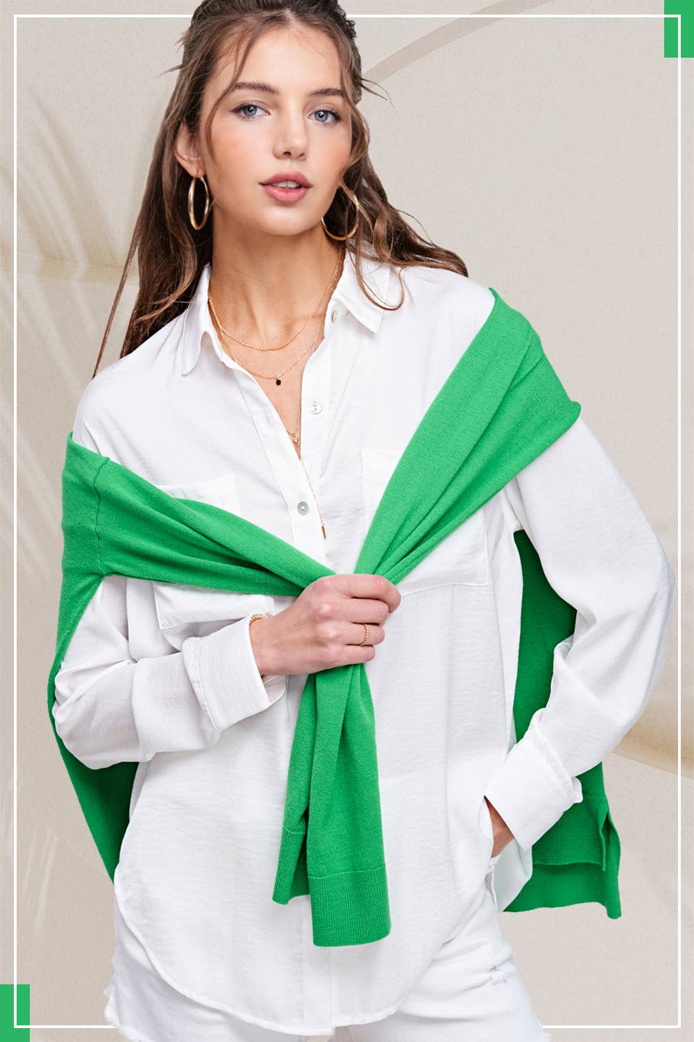 La Miel - Wholesale Button Down Shirt - Women's - SRT7452-Silky and Flowy Button Down Long Sleeve Shirts16