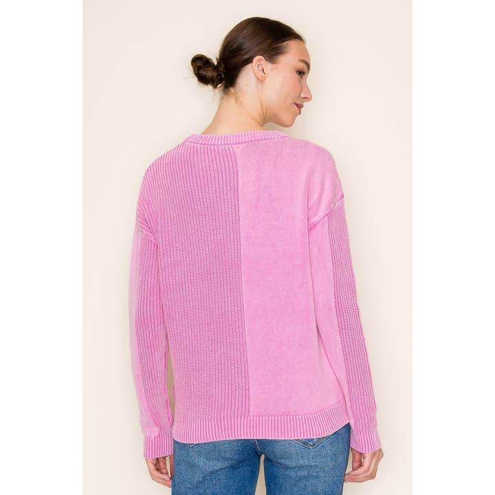 STACCATO - Wholesale Knit Sweater - Women's - TEXTURED DETAIL CHEST POCKET CREW NECK LONG SLEEVE PULLOVER