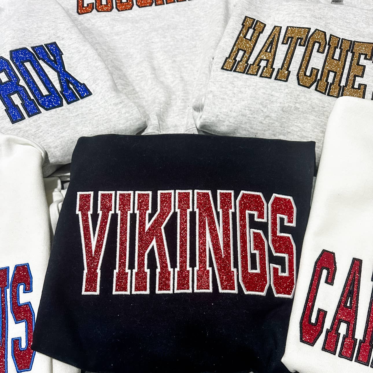 Top Notch - Wholesale Graphic Sweatshirt - Women's - School Spirit Glitter Appliqué Embroidered Sweatshirt 8