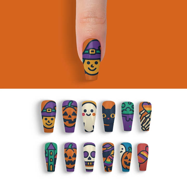 FYNE BODY - Wholesale Press-on/fake nails - Ghostly Glam Halloween Multicolor Press-On Nails10