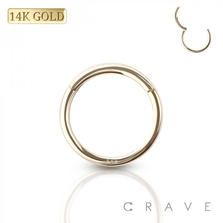 CRAVE - Vente Boucles d'oreille uniques - BAGUE SEGMENT À CHARNIÈRE EN OR 14 CARATS (SEPTUM, HÉLICE, TRAGUS, CAPTIF)1