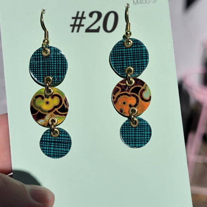 Verdilune - Wholesale Dangle Earrings - Dark Floral Collection - Repurposed Tin Jewelry37