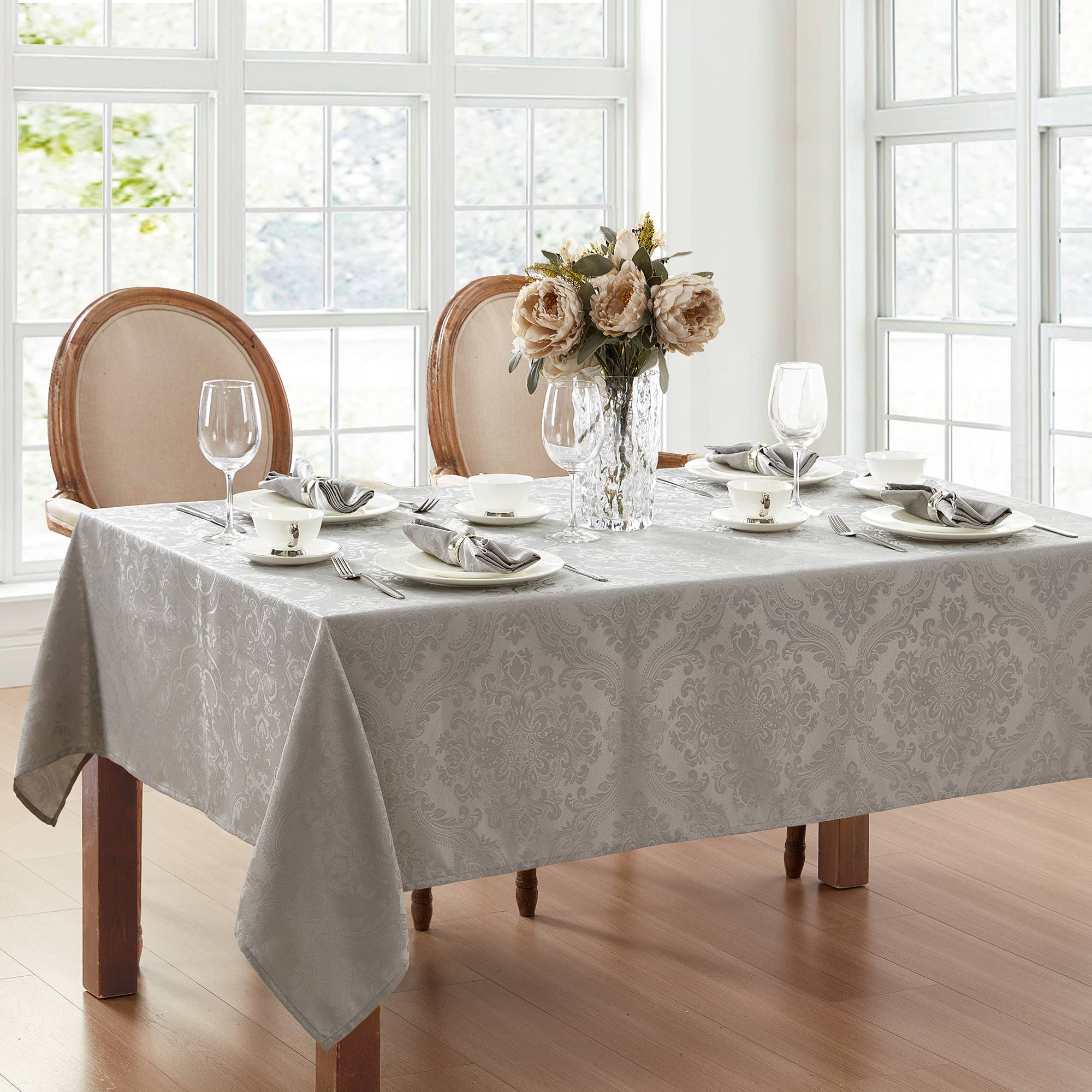Threadmade Home - Wholesale Tablecloth - Caiden Elegance Damask Water and Stain Resistant Tablecloth14
