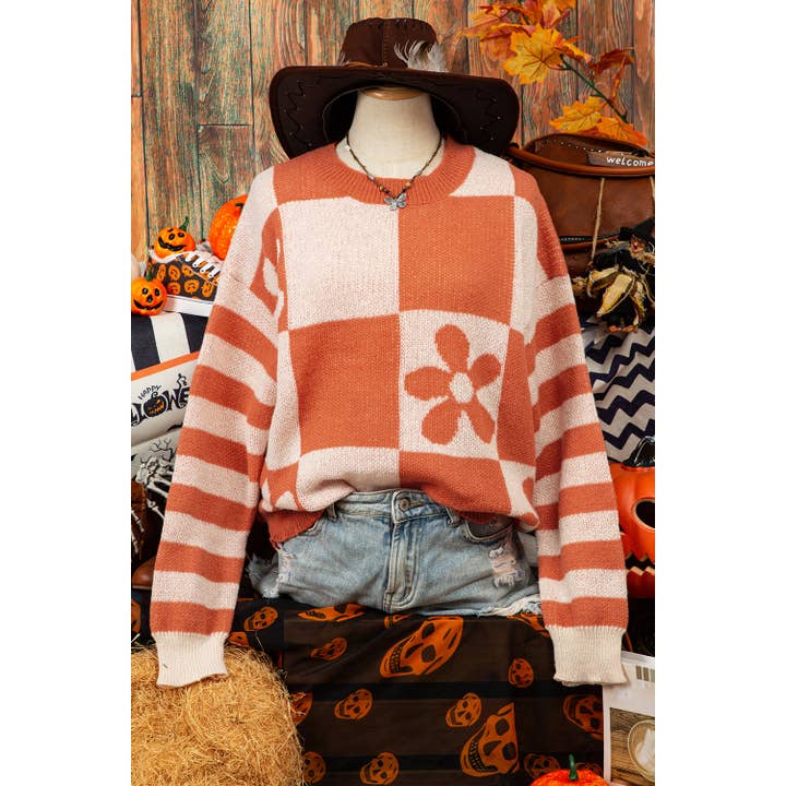 Fashion-W Halloween Checker Floral Stripe Sweater*S-2XL for wholesale by fashionworks
